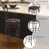 NNECW Round Leather Padded Bistro Metal Bar Stools with Non-slip Caps for Dining Room