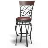 NNECW Round Leather Padded Bistro Metal Bar Stools with Non-slip Caps for Dining Room