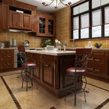 NNECW Round Leather Padded Bistro Metal Bar Stools with Non-slip Caps for Dining Room