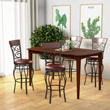 NNECW Round Leather Padded Bistro Metal Bar Stools with Non-slip Caps for Dining Room