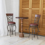 NNECW Round Leather Padded Bistro Metal Bar Stools with Non-slip Caps for Dining Room