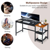 NNECW Industrial Computer Desk with 2-tier Storage Shelf for Home Office-Black