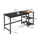 NNECW Industrial Computer Desk with 2-tier Storage Shelf for Home Office-Black