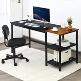 NNECW Industrial Computer Desk with 2-tier Storage Shelf for Home Office-Black