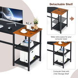 NNECW Industrial Computer Desk with 2-tier Storage Shelf for Home Office-Black