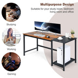 NNECW Industrial Computer Desk with 2-tier Storage Shelf for Home Office-Natural
