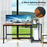 NNECW Industrial Computer Desk with 2-tier Storage Shelf for Home Office-Natural