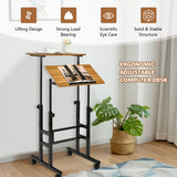 NNECW 2-Tier Height Adjustable Mobile Standing Desk for Home Office