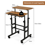 NNECW 2-Tier Height Adjustable Mobile Standing Desk for Home Office