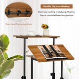 NNECW 2-Tier Height Adjustable Mobile Standing Desk for Home Office