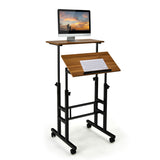 NNECW 2-Tier Height Adjustable Mobile Standing Desk for Home Office