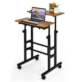 NNECW 2-Tier Height Adjustable Mobile Standing Desk for Home Office