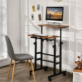 NNECW 2-Tier Height Adjustable Mobile Standing Desk for Home Office