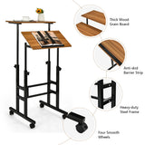 NNECW 2-Tier Height Adjustable Mobile Standing Desk for Home Office