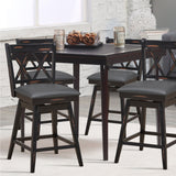 NNECW 2 Pieces Swivel Bar Stools with Backrest &amp Rubber Wood Legs-Black-96 cm