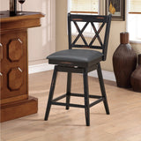 NNECW 2 Pieces Swivel Bar Stools with Backrest &amp Rubber Wood Legs-Black-96 cm