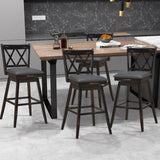 NNECW 2 Pieces Swivel Bar Stools with Backrest &amp Rubber Wood Legs-Black-108 cm