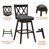 NNECW 2 Pieces Swivel Bar Stools with Backrest &amp Rubber Wood Legs-Black-108 cm