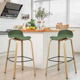 NNECW Set of 2  76cm Height Bar Stools with Footrest &amp Low Backrest-Green