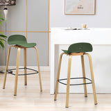 NNECW Set of 2  76cm Height Bar Stools with Footrest &amp Low Backrest-Green