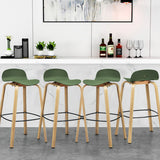 NNECW Set of 2  76cm Height Bar Stools with Footrest &amp Low Backrest-Green