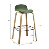 NNECW Set of 2  76cm Height Bar Stools with Footrest &amp Low Backrest-Green