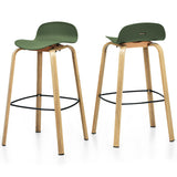 NNECW Set of 2  76cm Height Bar Stools with Footrest &amp Low Backrest-Green