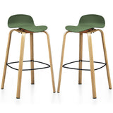 NNECW Set of 2  76cm Height Bar Stools with Footrest &amp Low Backrest-Green