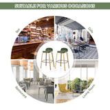 NNECW Set of 2  76cm Height Bar Stools with Footrest &amp Low Backrest-Green
