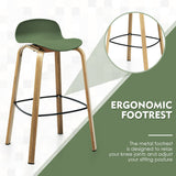 NNECW Set of 2  76cm Height Bar Stools with Footrest &amp Low Backrest-Green