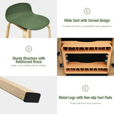 NNECW Set of 2  76cm Height Bar Stools with Footrest &amp Low Backrest-Green