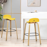 NNECW Set of 2  76cm Height Bar Stools with Footrest &amp Low Backrest-Yellow