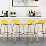NNECW Set of 2  76cm Height Bar Stools with Footrest &amp Low Backrest-Yellow