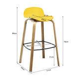 NNECW Set of 2  76cm Height Bar Stools with Footrest &amp Low Backrest-Yellow
