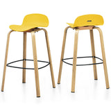 NNECW Set of 2  76cm Height Bar Stools with Footrest &amp Low Backrest-Yellow