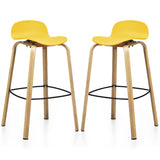 NNECW Set of 2  76cm Height Bar Stools with Footrest &amp Low Backrest-Yellow