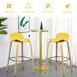 NNECW Set of 2  76cm Height Bar Stools with Footrest &amp Low Backrest-Yellow