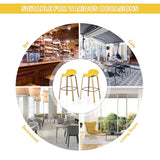 NNECW Set of 2  76cm Height Bar Stools with Footrest &amp Low Backrest-Yellow
