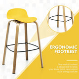 NNECW Set of 2  76cm Height Bar Stools with Footrest &amp Low Backrest-Yellow