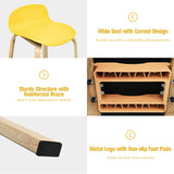 NNECW Set of 2  76cm Height Bar Stools with Footrest &amp Low Backrest-Yellow