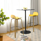 NNECW Set of 2  76cm Height Bar Stools with Footrest &amp Low Backrest-Yellow