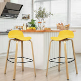 NNECW Set of 2  76cm Height Bar Stools with Footrest &amp Low Backrest-Yellow