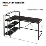 NNECW L-Shaped Computer Desk with 3-Tier Storage Shelf for Office-Black