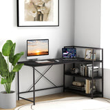 NNECW L-Shaped Computer Desk with 3-Tier Storage Shelf for Office-Black