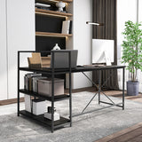 NNECW L-Shaped Computer Desk with 3-Tier Storage Shelf for Office-Black