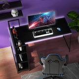 NNECW L-Shaped Computer Desk with 3-Tier Storage Shelf for Office-Black