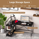 NNECW L-Shaped Computer Desk with 3-Tier Storage Shelf for Office-Black