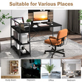 NNECW L-Shaped Computer Desk with 3-Tier Storage Shelf for Office-Black