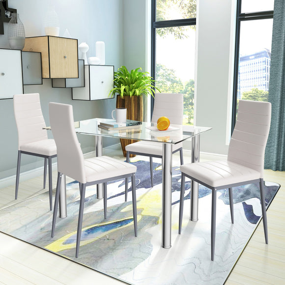 NNECW 5 Piece Dining Table Set with High Backrest Chair for Kitchen