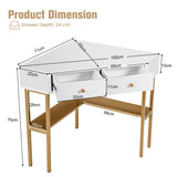 NNECW Corner Computer Desk with 2 Large Drawers & Storage Shelf for Office